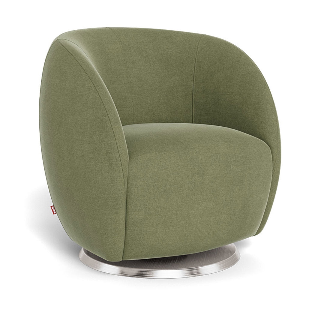 Monte Gem Glider in -- Color_Olive Green Brushed Cotton-Linen _ Stainless Steel Swivel