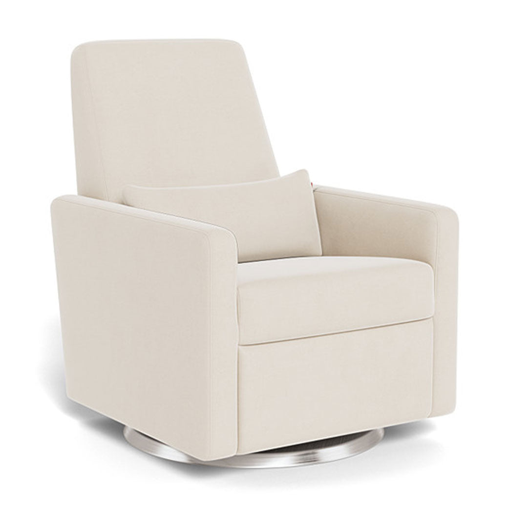 Monte Grano Glider Recliner in -- Color_Beach Brushed Cotton-Linen _ Stainless Steel Swivel