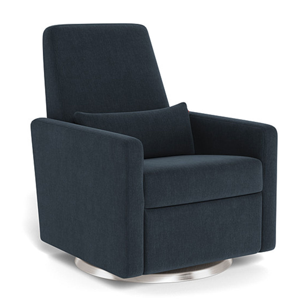 Monte Grano Glider Recliner in -- Color_Deep Navy _ Stainless Steel Swivel
