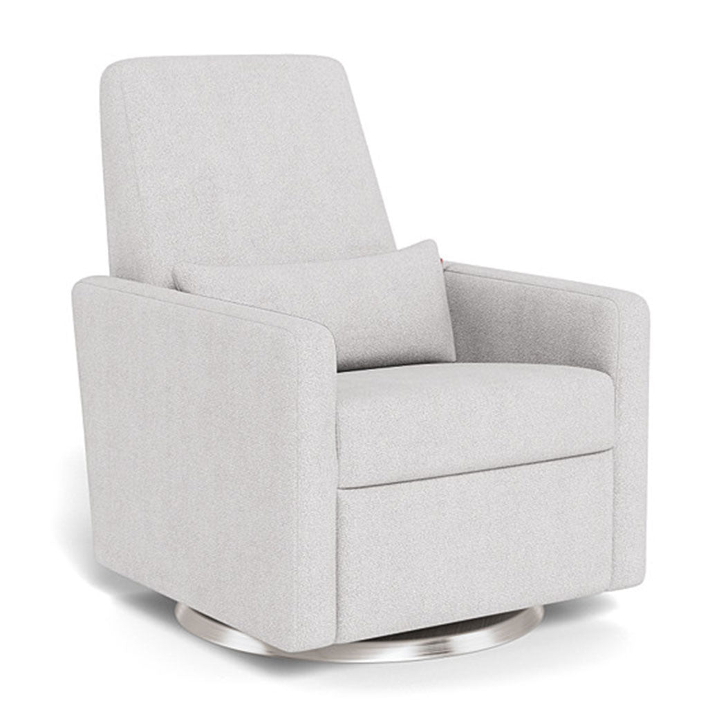 Monte Grano Glider Recliner in -- Color_Dove Grey Boucle _ Stainless Steel Swivel