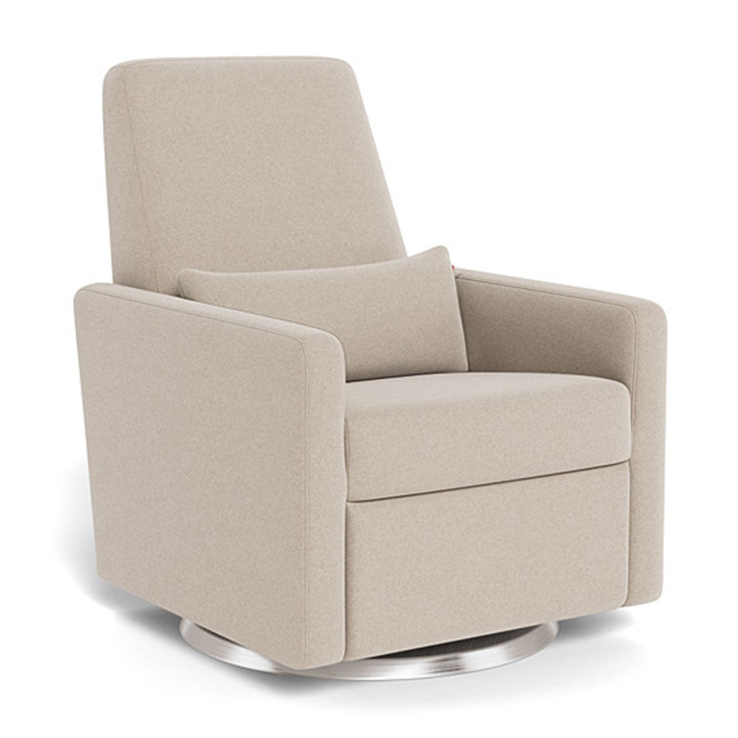 Monte Grano Glider Recliner in -- Color_Oatmeal Wool _ Stainless Steel Swivel