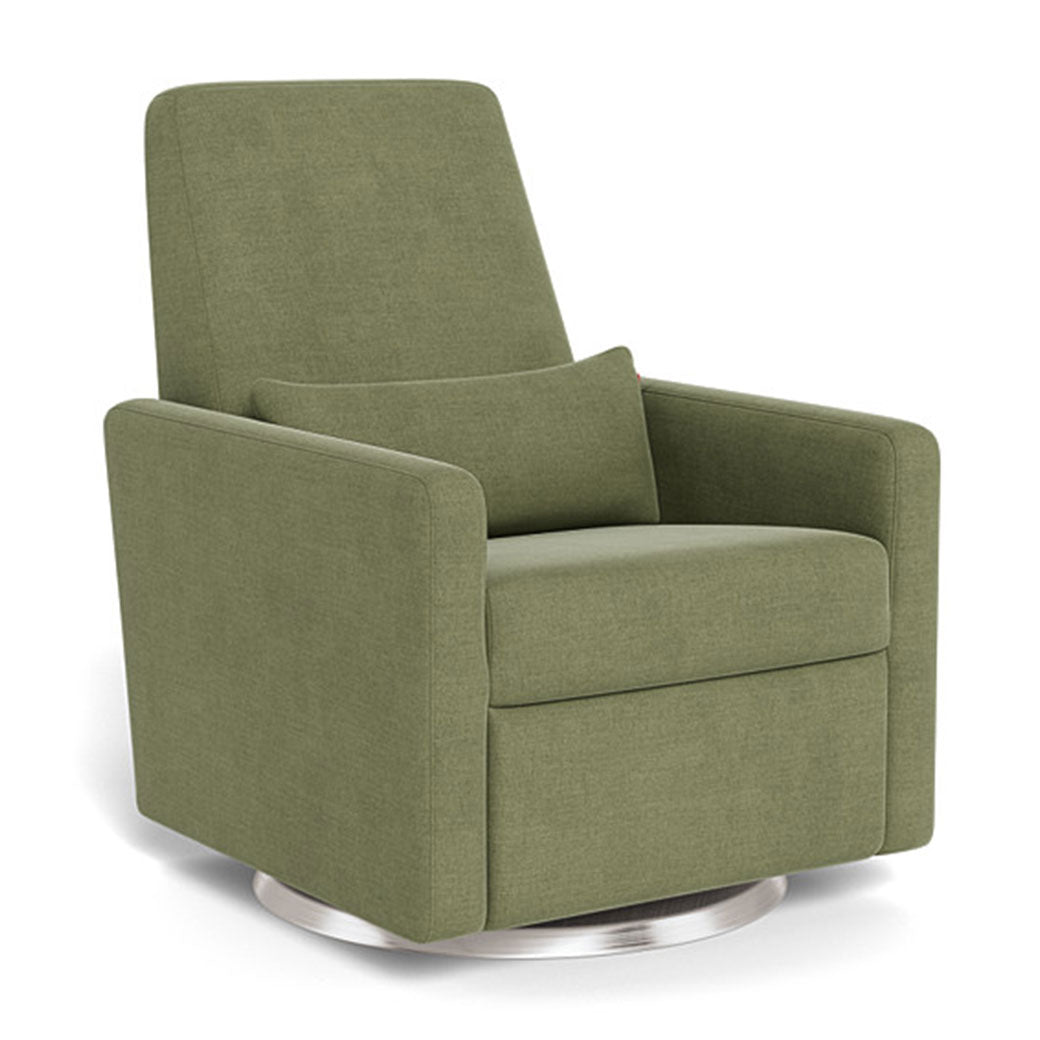 Monte Grano Glider Recliner in -- Color_Olive Green Brushed Cotton-Linen _ Stainless Steel Swivel