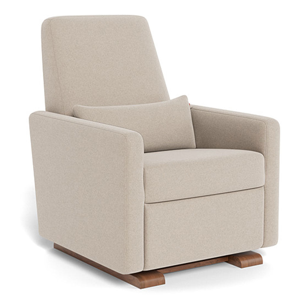 Monte Grano Glider Recliner in -- Color_Oatmeal Wool _ Walnut