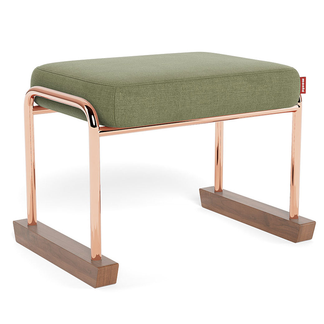 Monte Jackson Ottoman in -- Color_Olive Green Brushed Cotton-Linen _ Rose Gold Copper