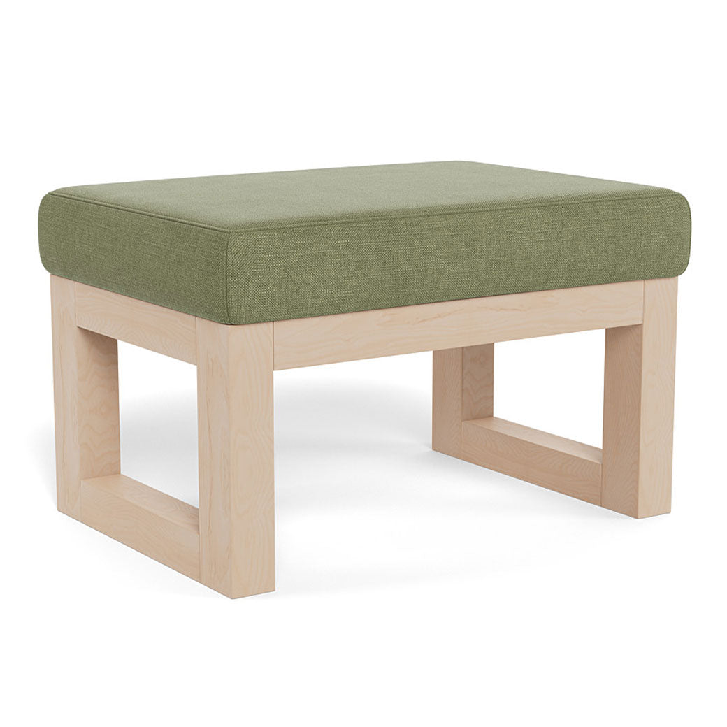 Monte Joya Ottoman in -- Color_Olive Green Brushed Cotton-Linen _ Clear Maple