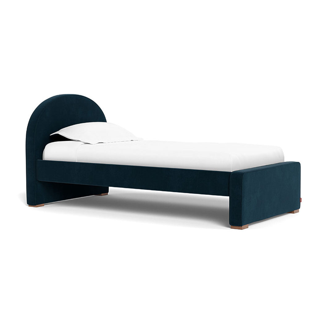 Twin Monte Luna Bed with high headboard and low footboard in -- Color_Navy Velvet _ Twin _ High Headboard + Low Footboard