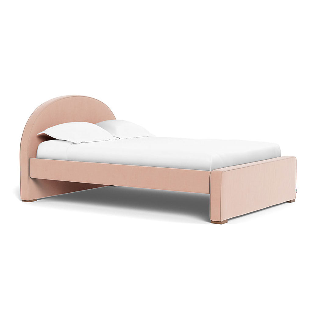 Full Monte Luna Bed in -- Color_Blush Velvet _ Full _ High Headboard + Low Footboard