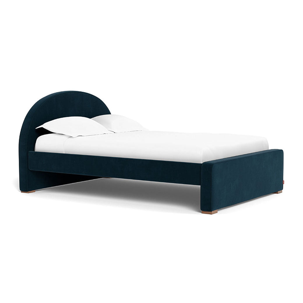 Full Monte Luna Bed in -- Color_Navy Velvet _ Full _ High Headboard + Low Footboard