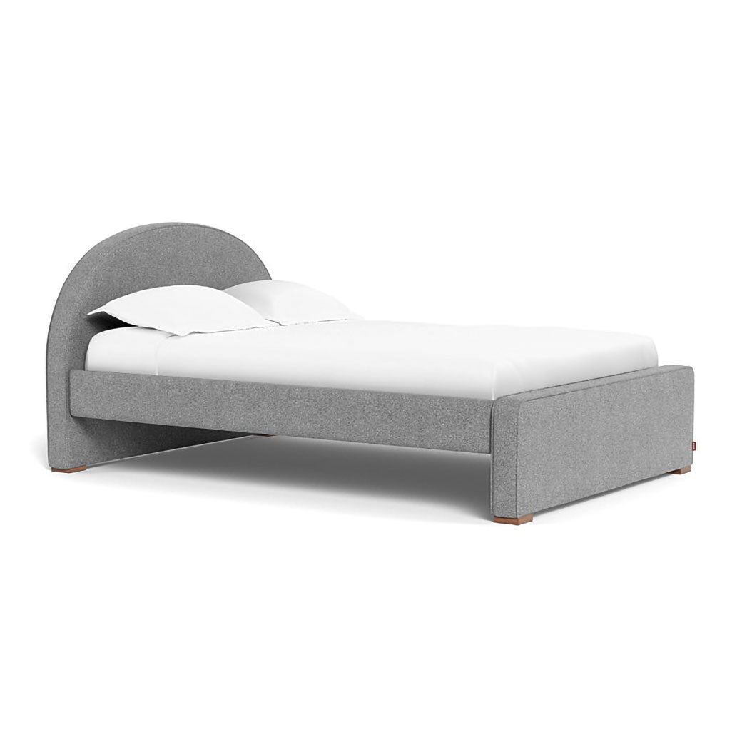 Full Monte Luna Bed in -- Color_Pepper Grey Weave _ Full _ High Headboard + Low Footboard