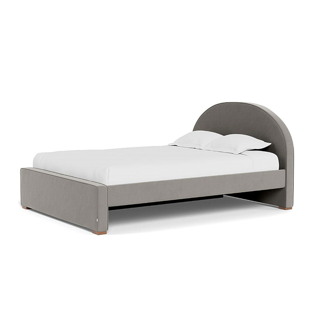 Right side view of Monte Luna Queen/King Bed one trundle in -- Color_Mineral Grey Velvet _ 1 Trundle Bed