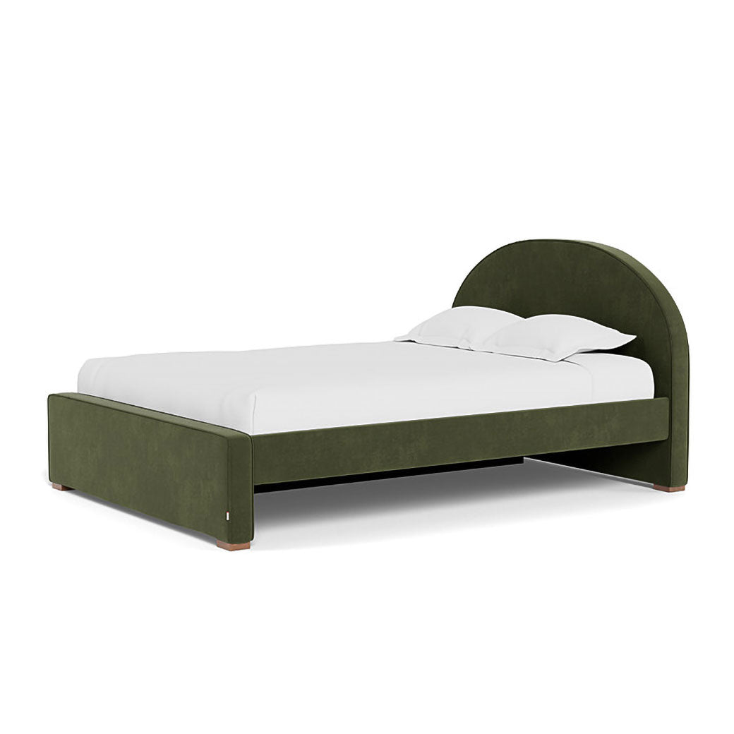 Right side view of Monte Luna Queen/King Bed one trundle in -- Color_Moss Green Velvet _ 1 Trundle Bed