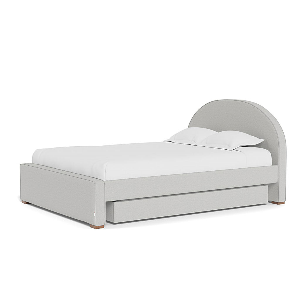 Right side of Monte Luna Queen/King Bed with two trundles in -- Color_Performance Heathered Fog Grey _ 2 Trundle Beds