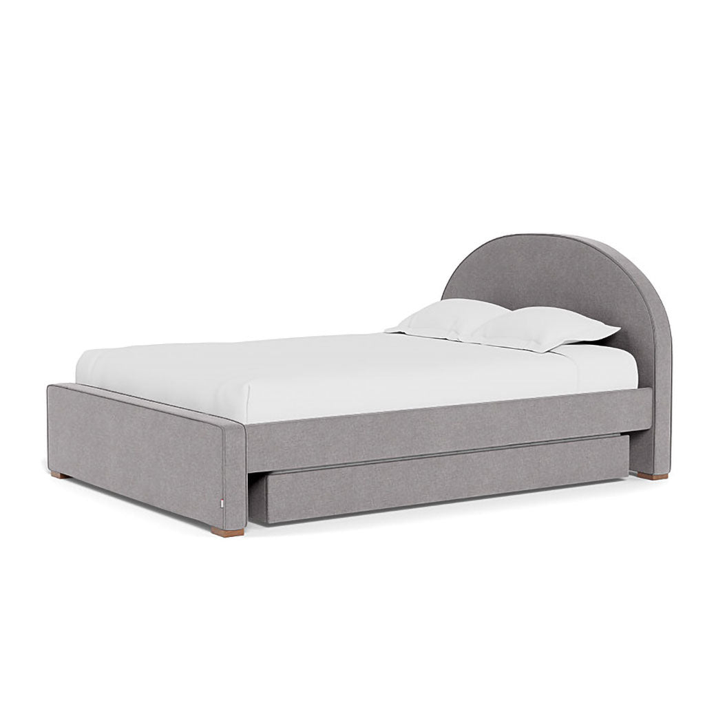 Right side view of Monte Luna Queen/King Bed two trundles in -- Color_Performance Heathered Pebble Grey _ 2 Trundle Beds