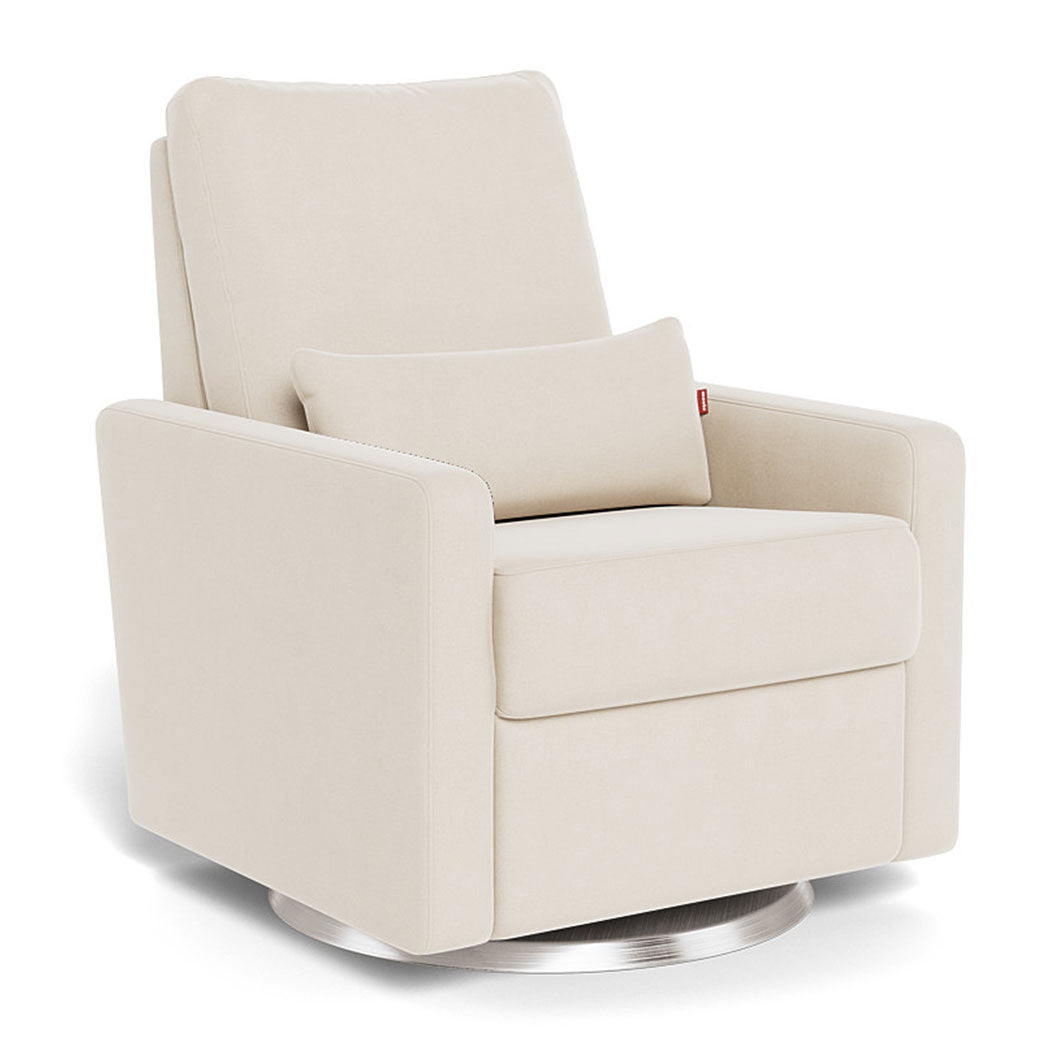 Monte Matera Glider Recliner in -- Color_Beach Brushed Cotton-Linen _ Stainless Steel Swivel