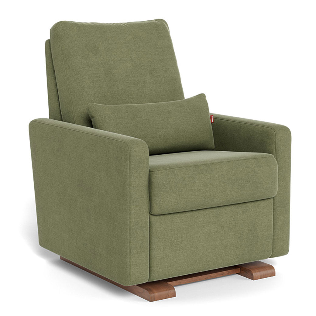 Monte Matera Glider Recliner in -- Color_Olive Green Brushed Cotton-Linen _ Walnut