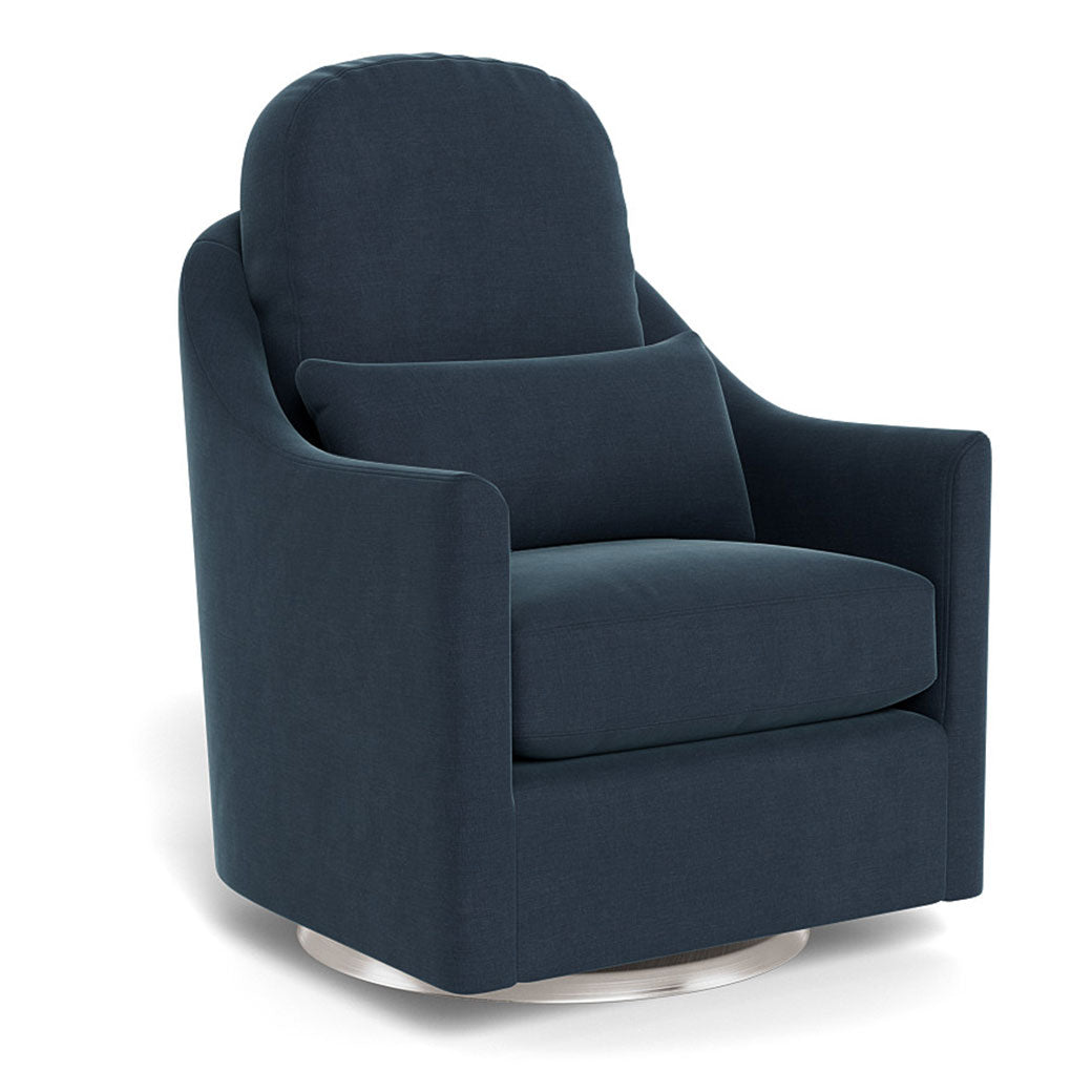 Monte Nessa Glider in -- Color_Midnight Blue Brushed Cotton-Linen _ Stainless Steel Swivel