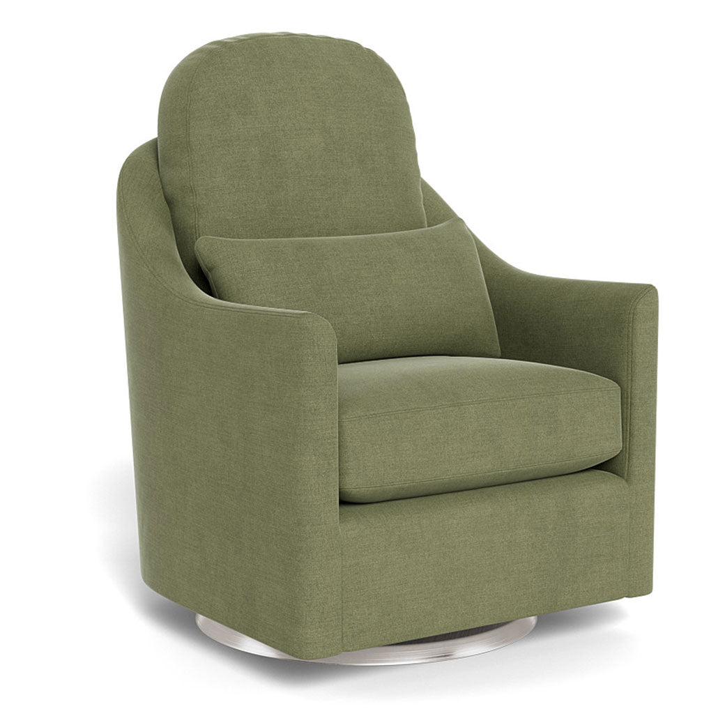 Monte Nessa Glider in -- Color_Olive Green Brushed Cotton-Linen _ Stainless Steel Swivel