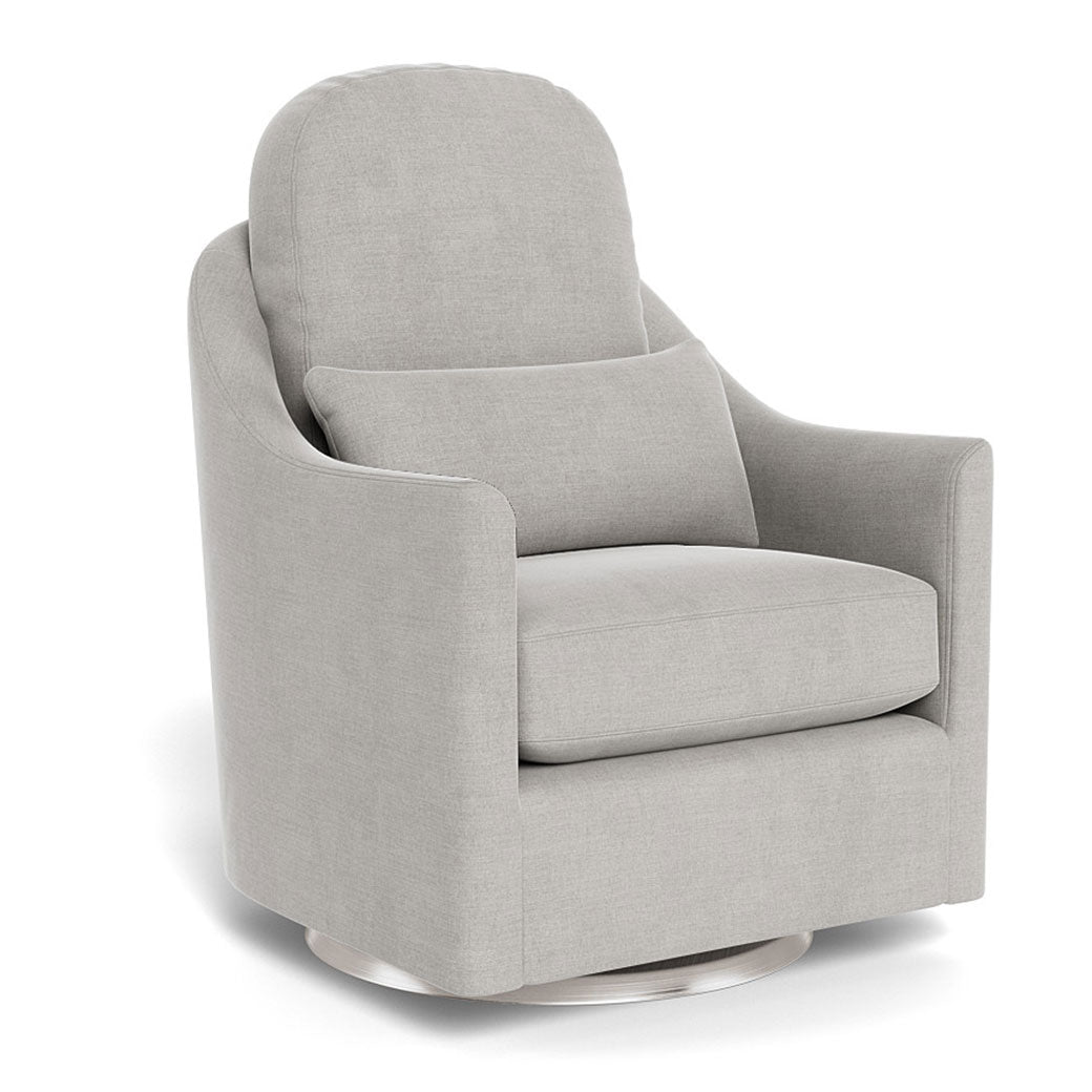 Monte Nessa Glider in -- Color_Smoke Brushed Cotton-Linen _ Stainless Steel Swivel