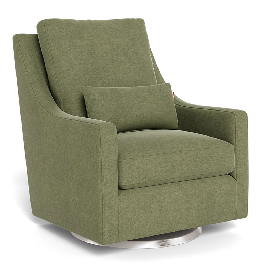 Monte Vera Glider in -- Color_Olive Green Brushed Cotton-Linen _ Stainless Steel Swivel