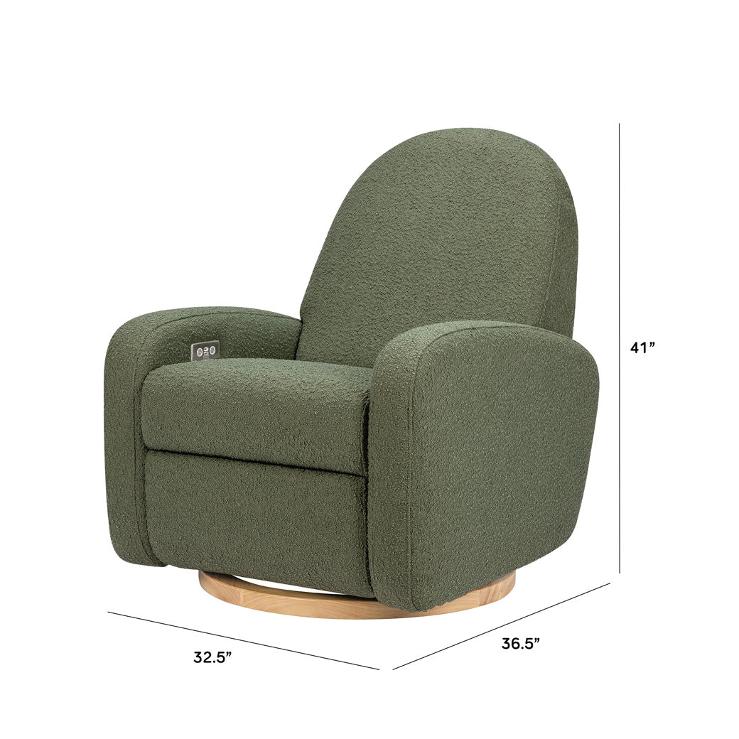 Dimensions of The Babyletto Nami Glider Recliner in -- Color_Olive Boucle with Light Wood Base