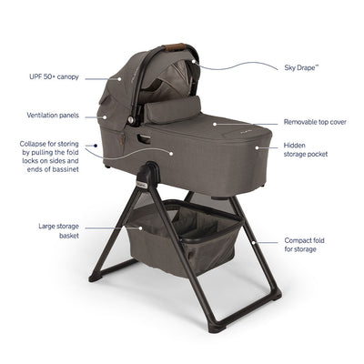 Features of the Nuna DEMI Next Bassinet + Stand in -- Color_Granite