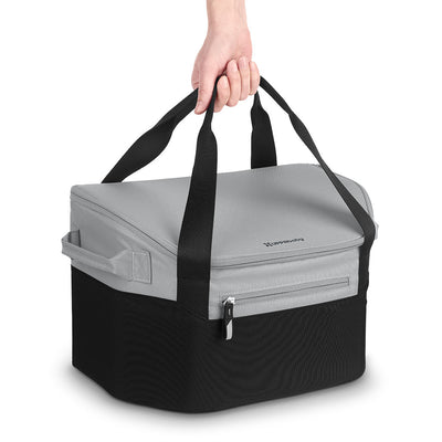 UPPAbaby Bevvy Stroller Basket Cooler with person holding the handles 