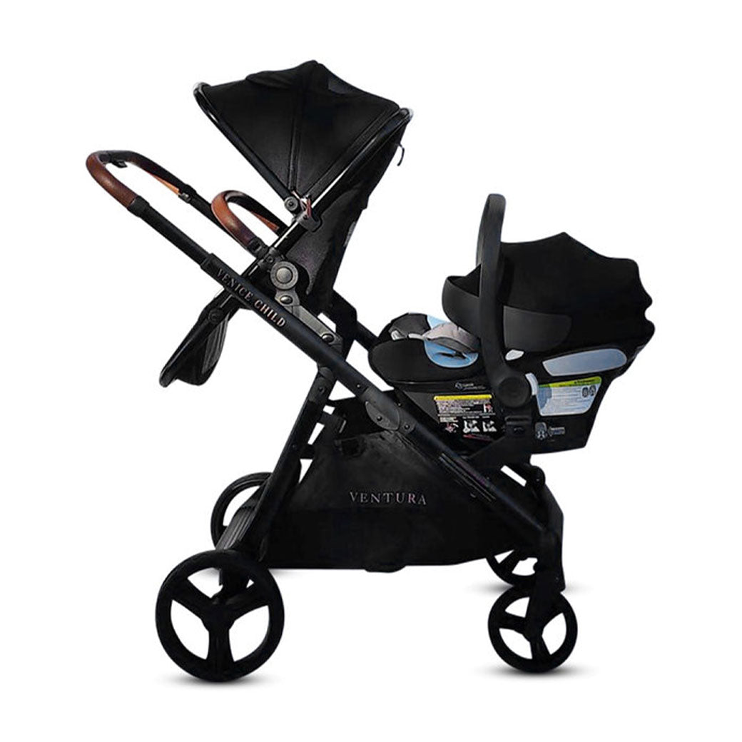 Venice Child Ventura Single to Double Sit-and-Stand Stroller & 2nd Toddler Seat with infant seat  in -- Color_Midnight
