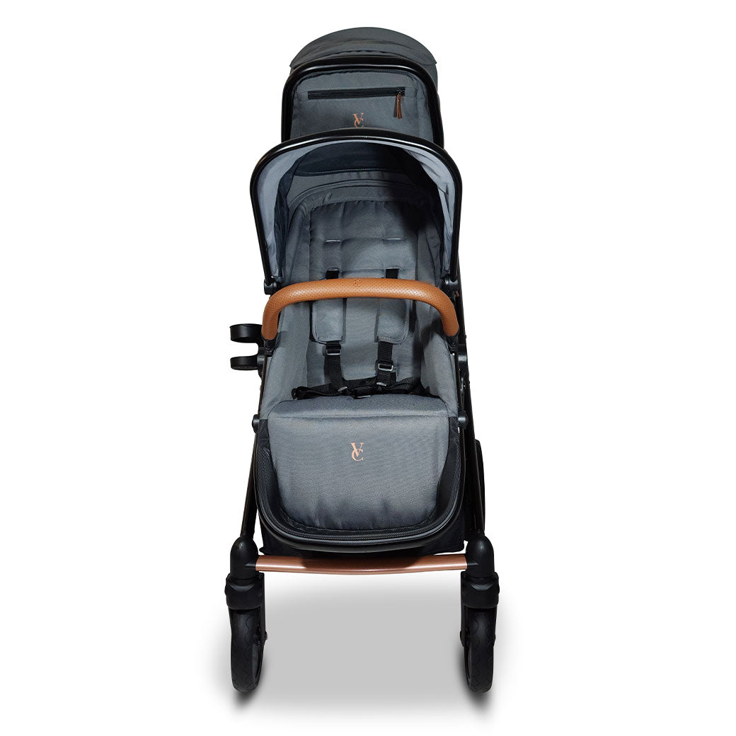 Front view of Venice Child Ventura Single to Double Sit-and-Stand Stroller & 2nd Toddler Seat in -- Color_Shadow