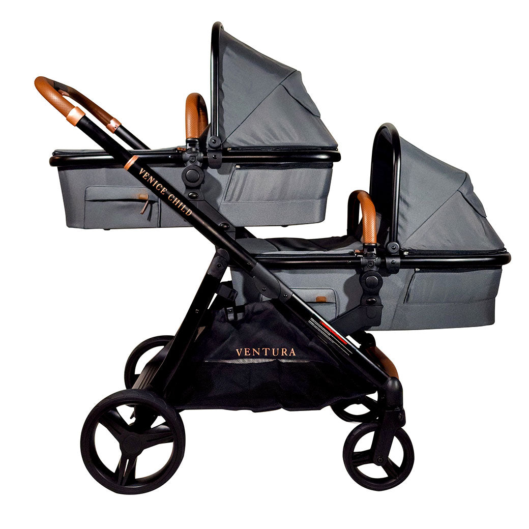 Venice Child Ventura Single to Double Sit-and-Stand Stroller & Bassinet with two bassinets  in -- Color_Shadow