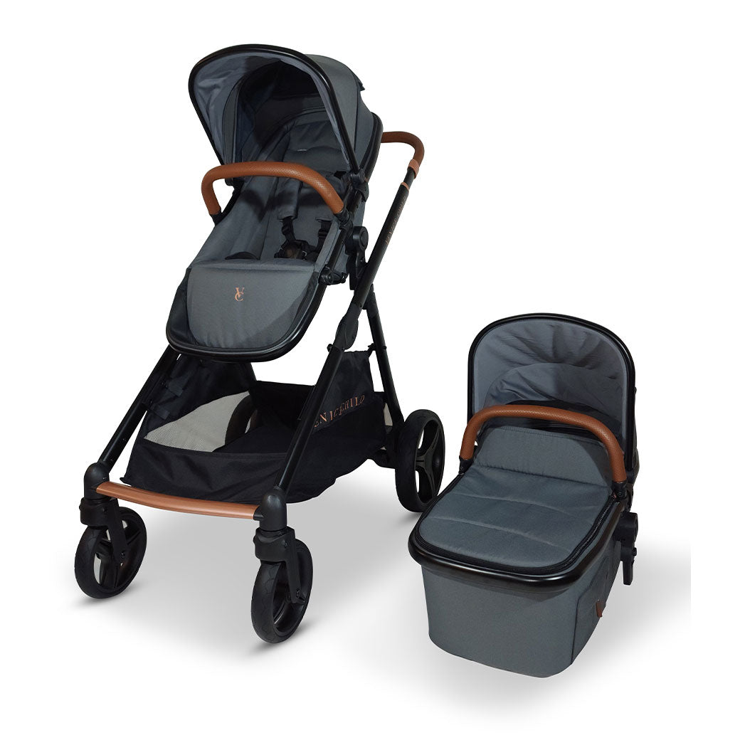 Venice Child Ventura Single to Double Sit-and-Stand Stroller & Bassinet in -- Color_Shadow