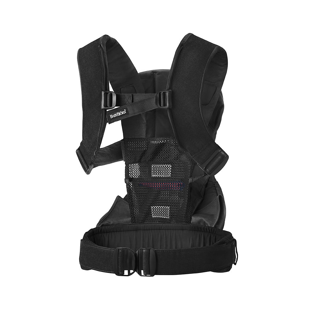 Back view of BABYBJÖRN Baby Carrier One in -- Color_Black Woven Mix