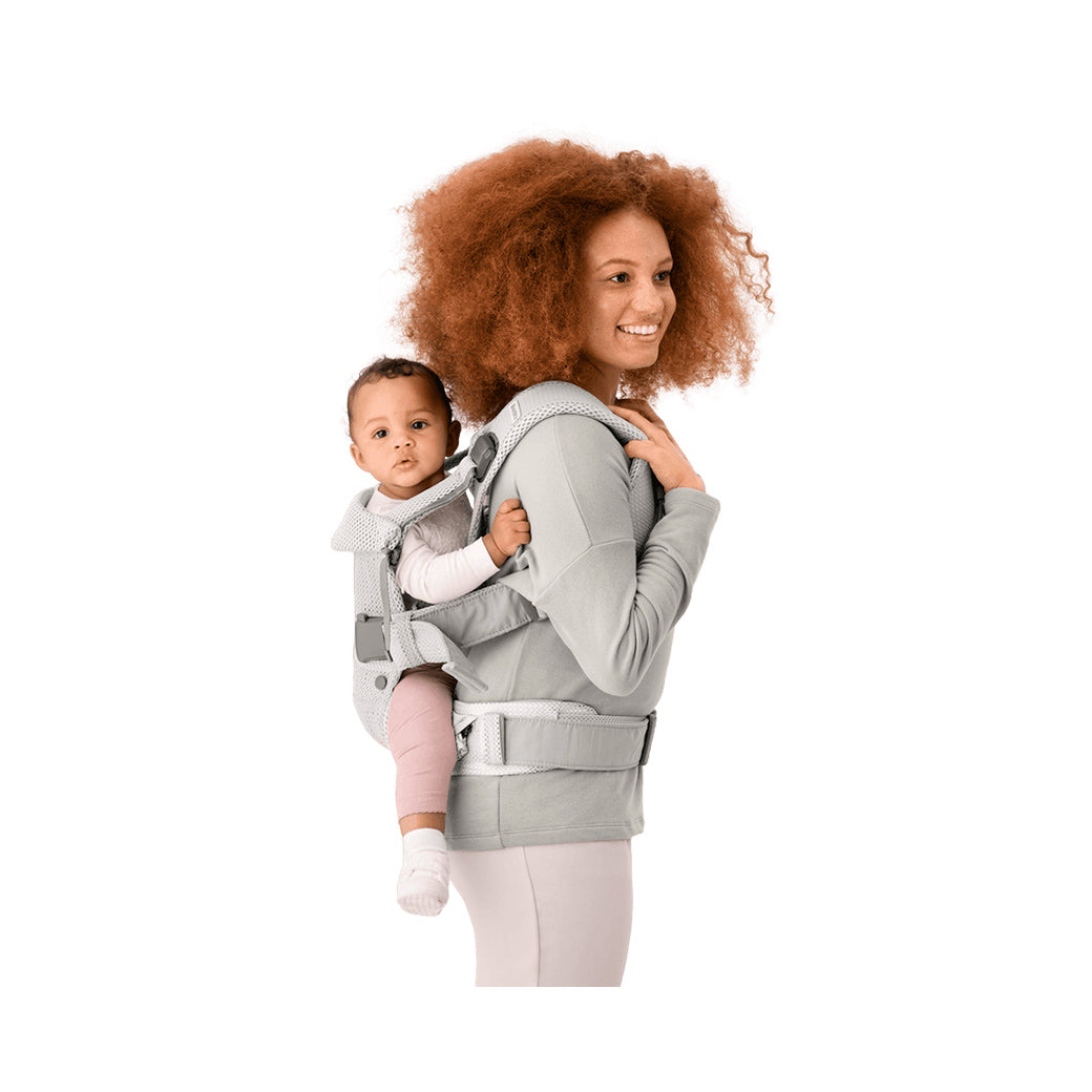 Side view of BABYBJÖRN Baby Carrier One in -- Color_Silver 3D Mesh Air