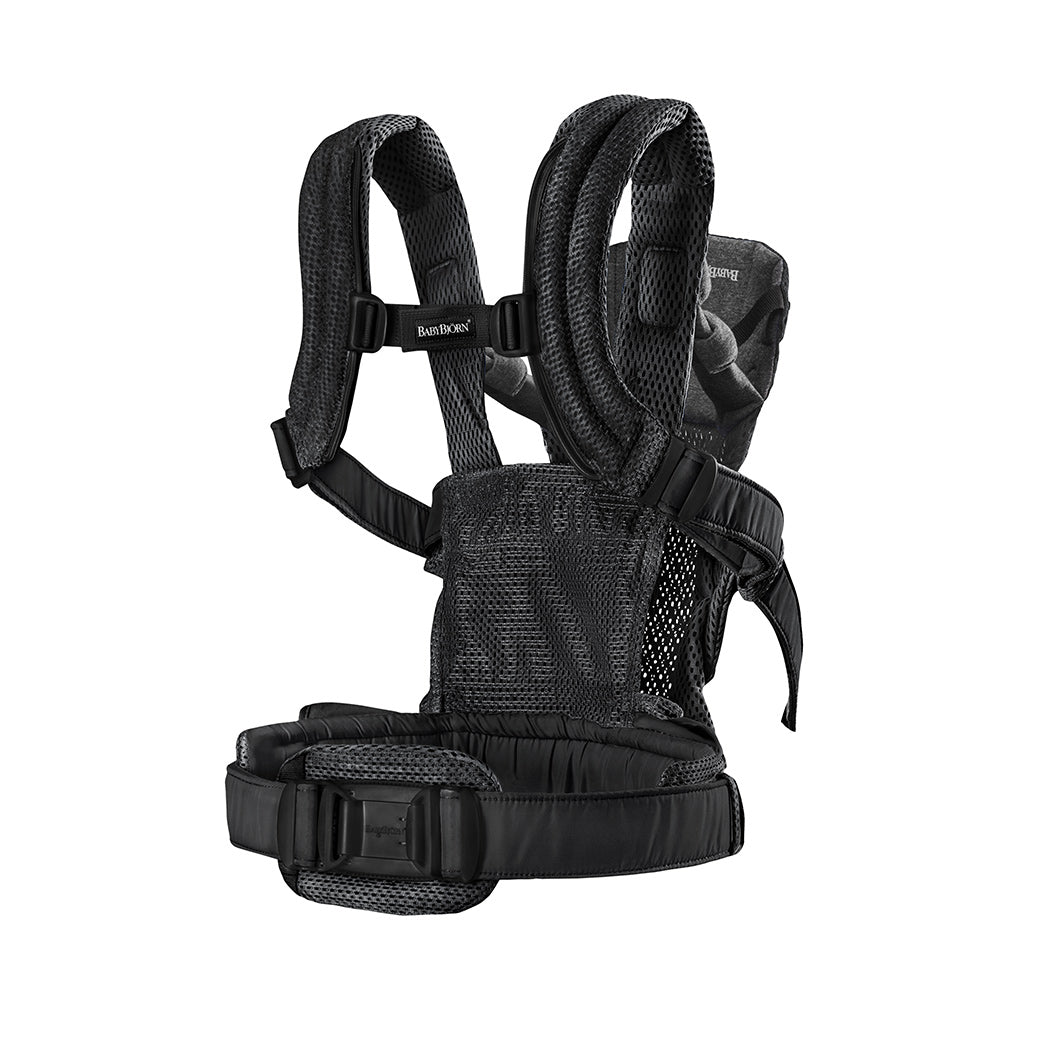 Back view of Babybjorn Baby Carrier Harmony in -- Color_Black 3D Mesh