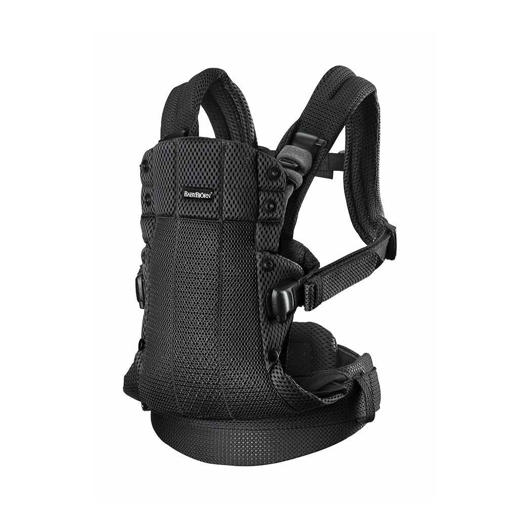 Babybjorn Baby Carrier Harmony with top part up in -- Color_Black 3D Mesh