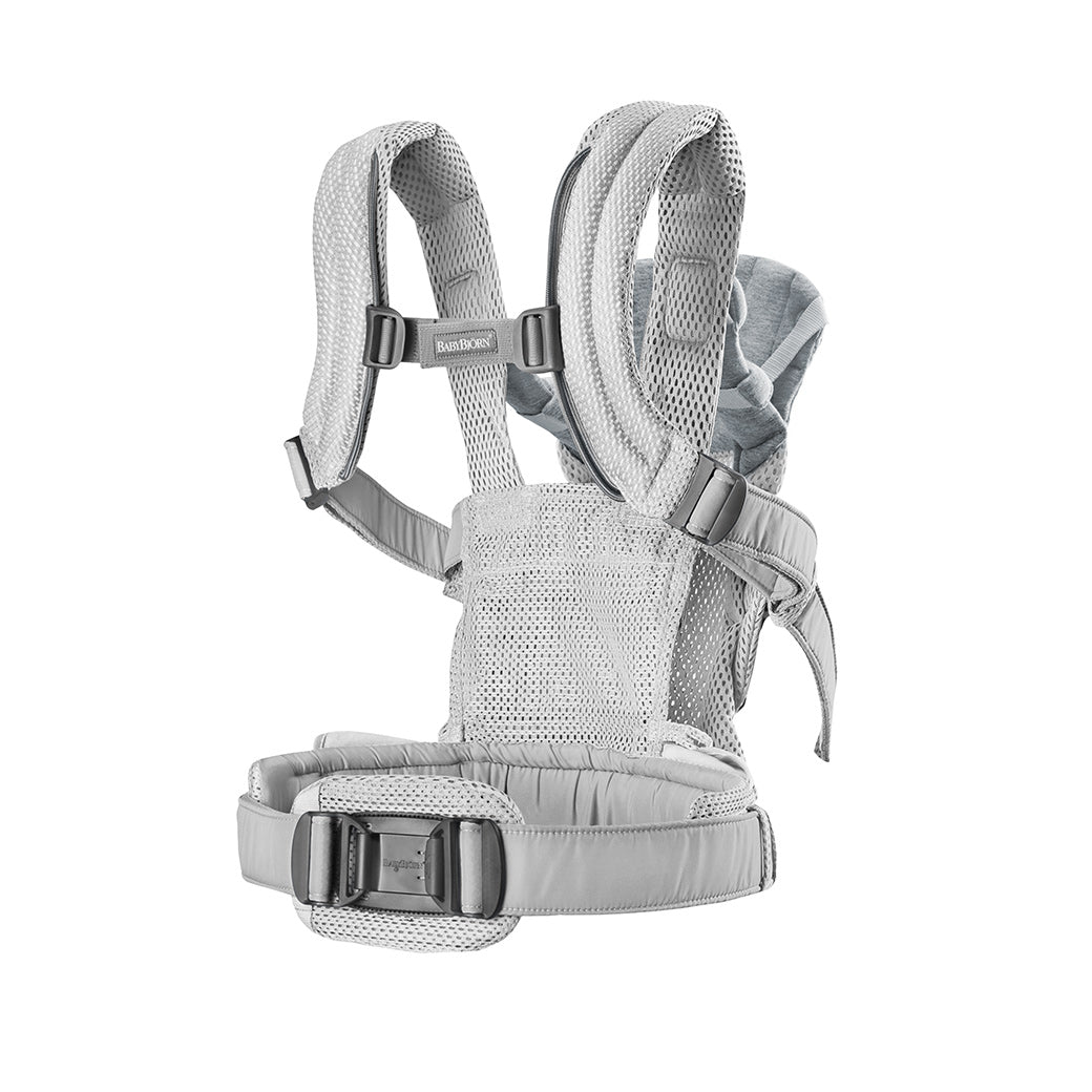 Back view of Babybjorn Baby Carrier Harmony in -- Color_Silver