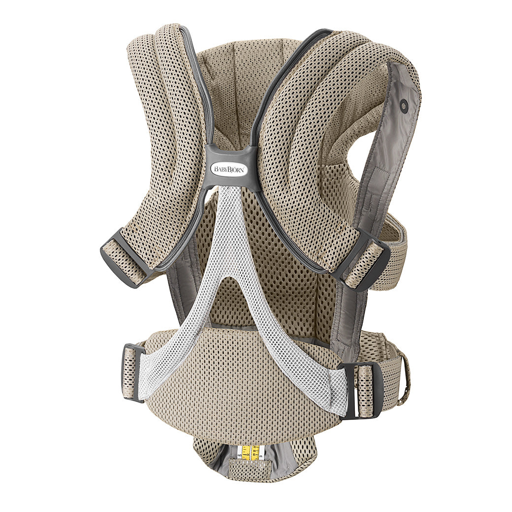 Back view of Babybjorn Baby Carrier Free in -- Color_Beige Grey 3D Mesh