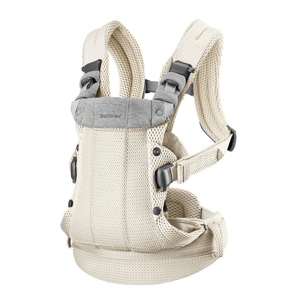 Babybjorn Baby Carrier Harmony with straps adjusted in -- Color_Cream 3D Mesh
