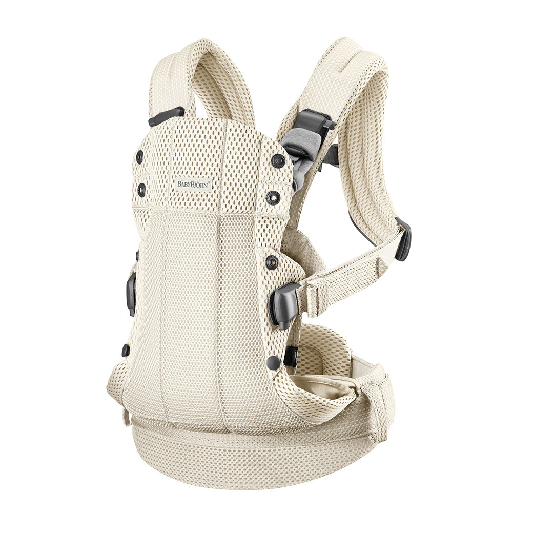 Babybjorn Baby Carrier Harmony with top part up in -- Color_Cream 3D Mesh