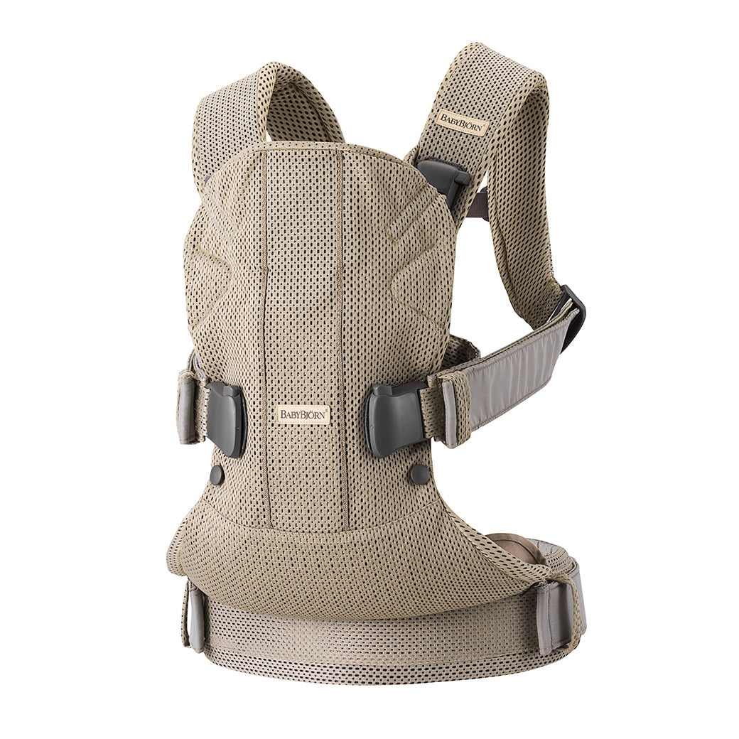 Babybjorn Baby Carrier One with top part up in -- Color_Gray Beige 3D Mesh Air