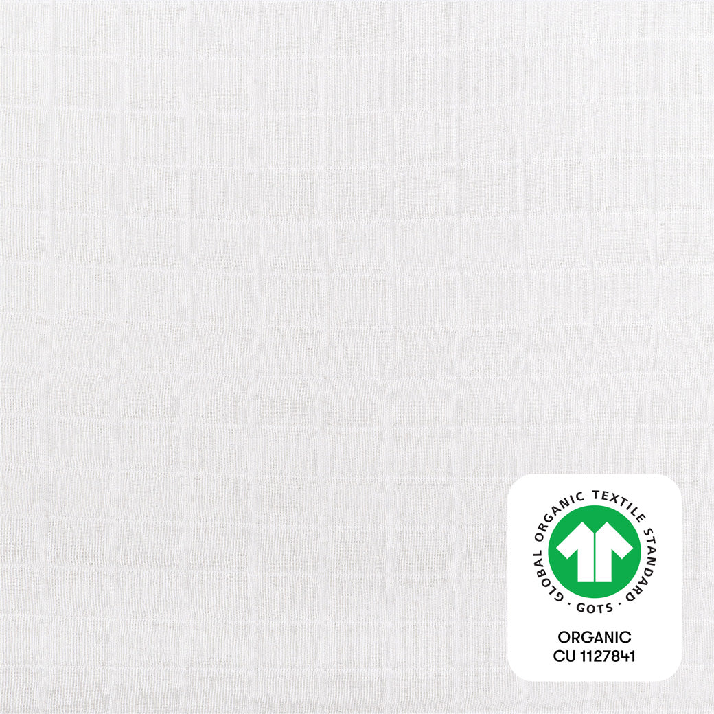 The Babyletto's Crib Sheet in GOTS Certified Organic Muslin Cotton with ORGANIC tag  in -- Color_White