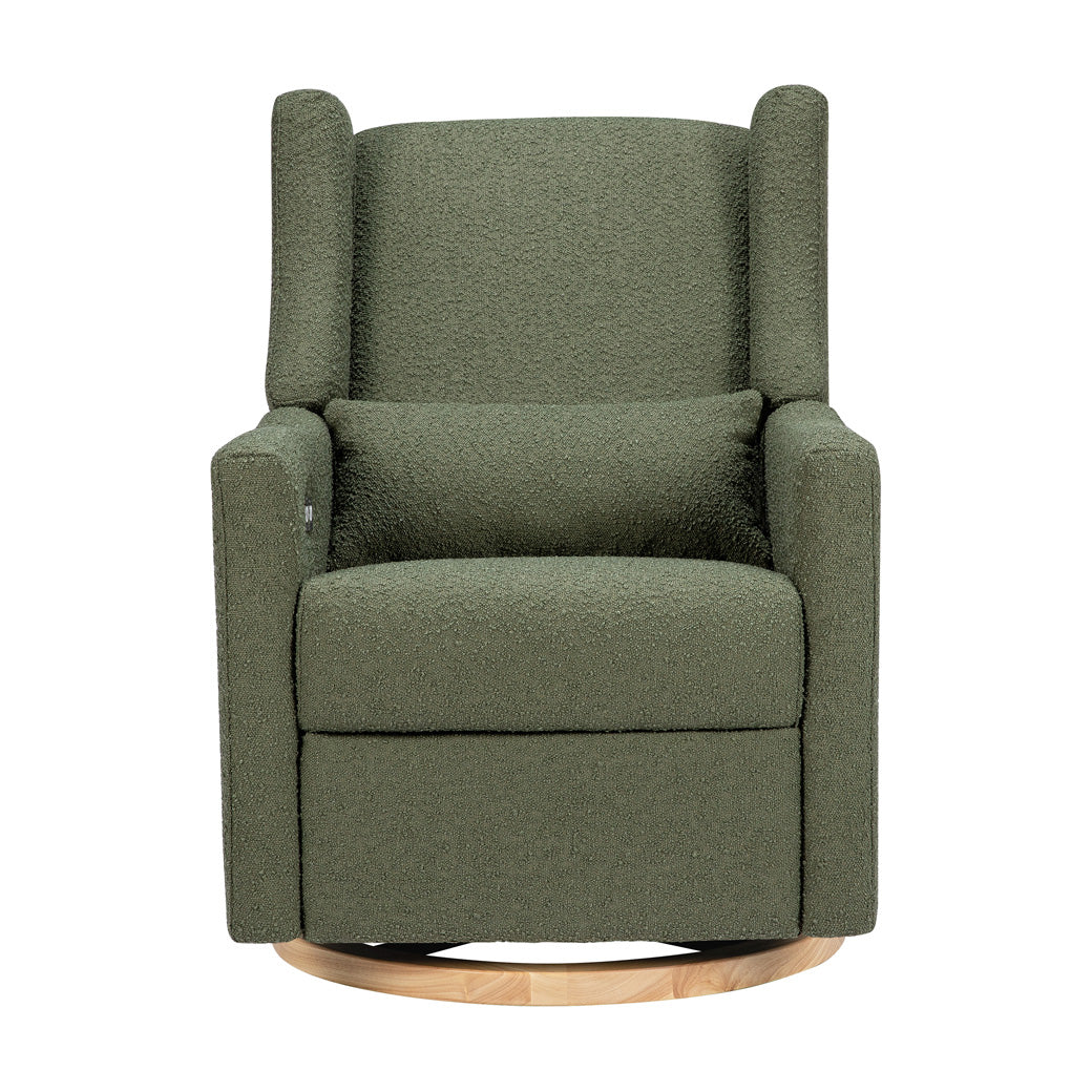 Front view of Babyletto Kiwi Glider Recliner in -- Color_Olive Boucle With Light Base