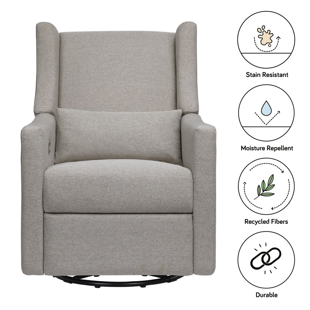 Features of the Babyletto Kiwi Glider Recliner in -- Color_Performance Grey Eco-Weave