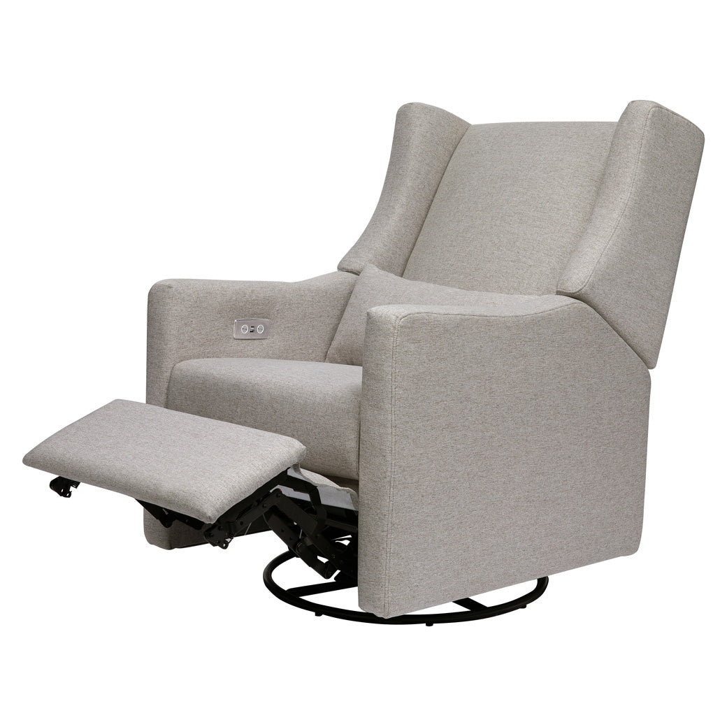 Babyletto Kiwi Glider Recliner with footrest up in -- Color_Performance Grey Eco-Weave
