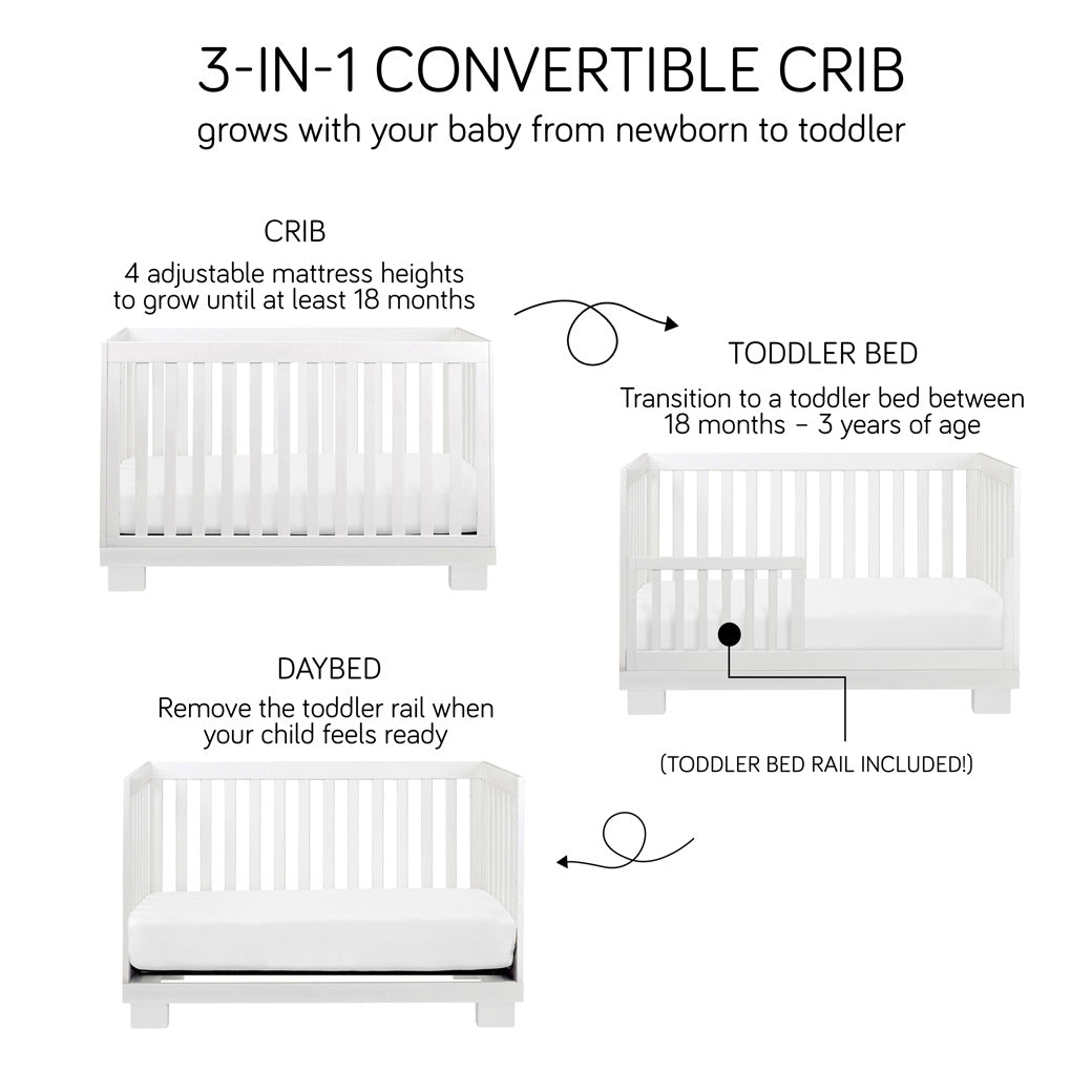 Conversions of Babyletto Modo 3-in-1 Convertible Crib with Toddler Bed Conversion Kit in -- Color_White