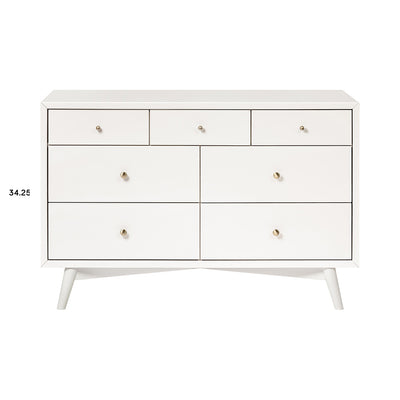Front view of Babyletto's Palma 7-Drawer Assembled Double Dresser in -- Color_Warm White