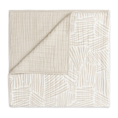 Babyletto's Quilt In 3-Layer GOTS Certified Organic Muslin Cotton in -- Color_Oat Stripe