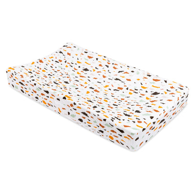 Babyletto Quilted Changing Pad Cover In GOTS Certified Organic Muslin Cotton in -- Color_Terrazzo