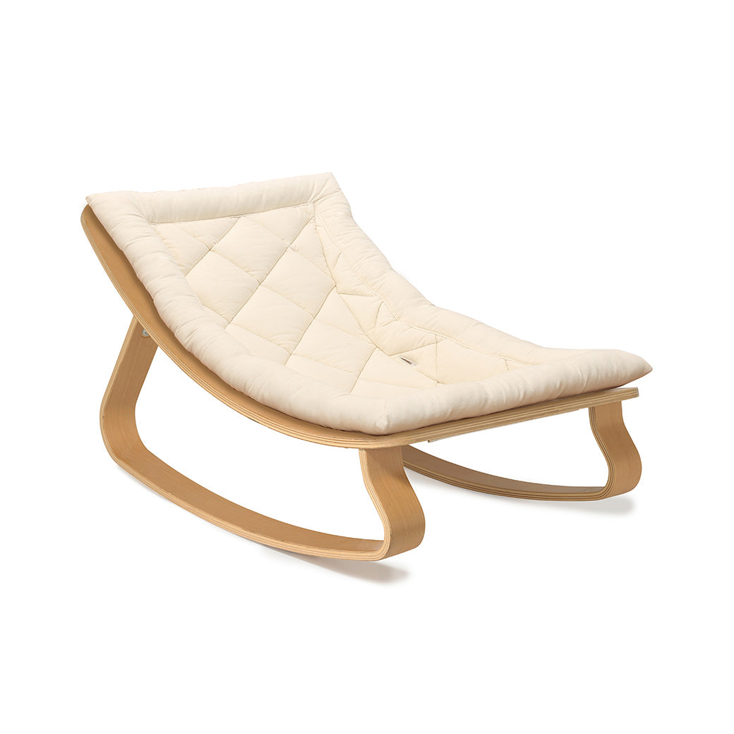 Charlie Crane LEVO Baby Rocker with harness removed in -- Color_Organic Milk _ Beech