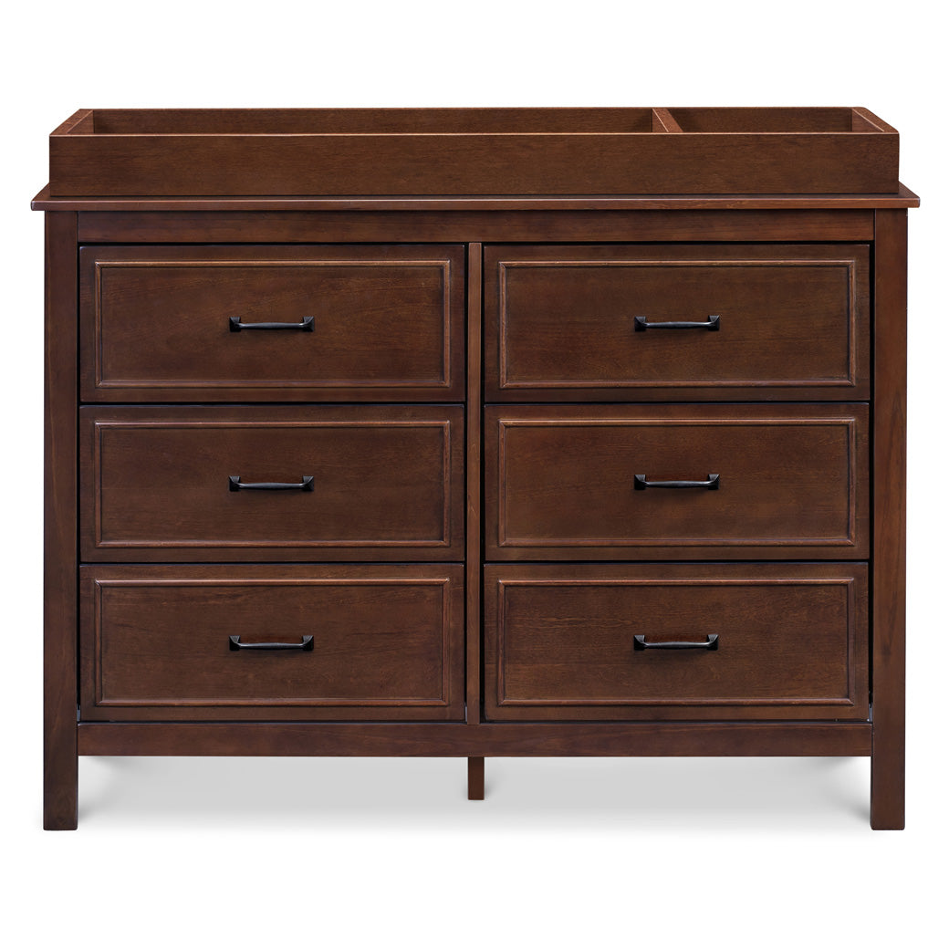 Front view of The DaVinci Charlie 6-Drawer Dresser with changing tray in -- Color_Espresso
