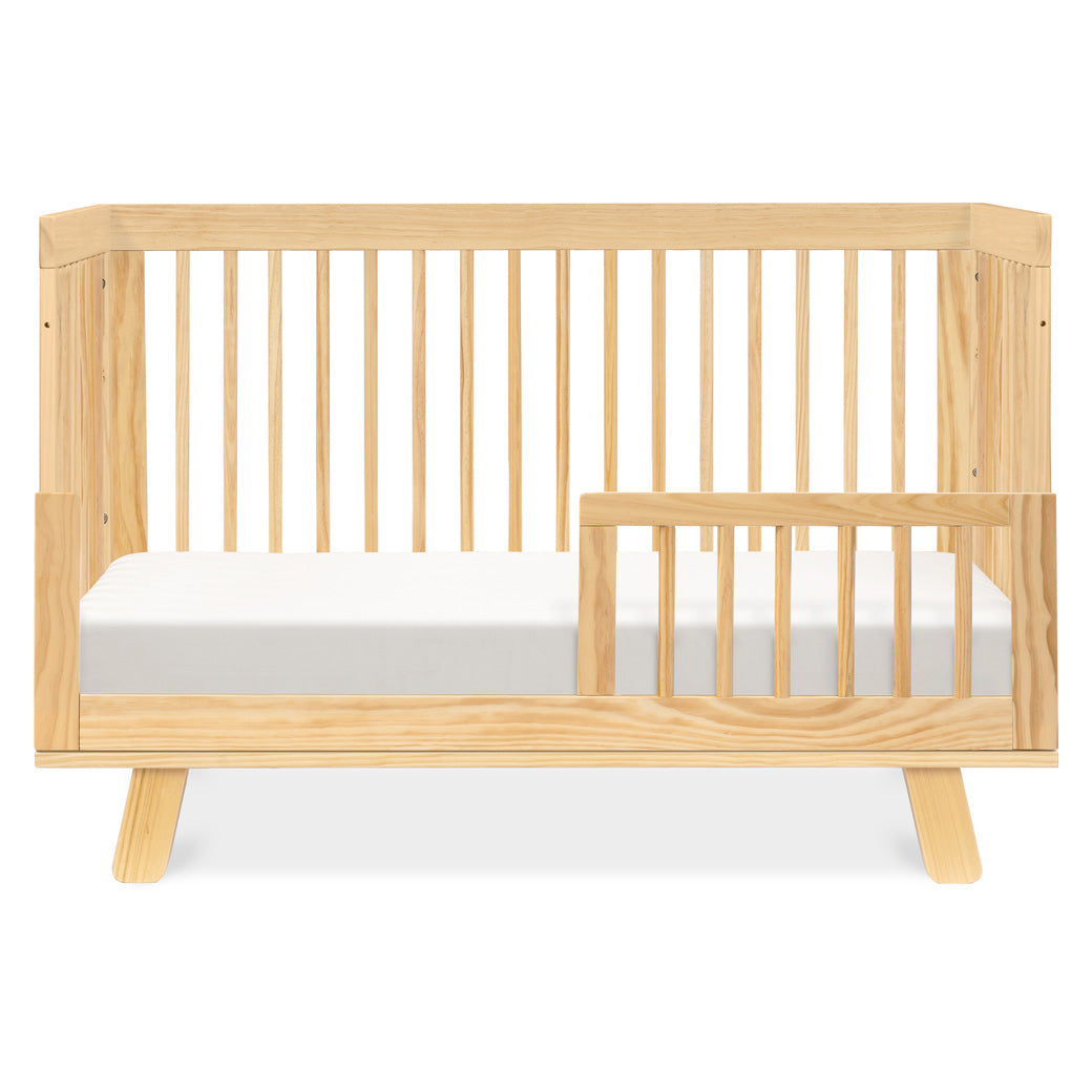 Front view of Babyletto Hudson 3-in-1 Convertible Crib And Toddler Rail  with toddler rail in -- Color_Natural
